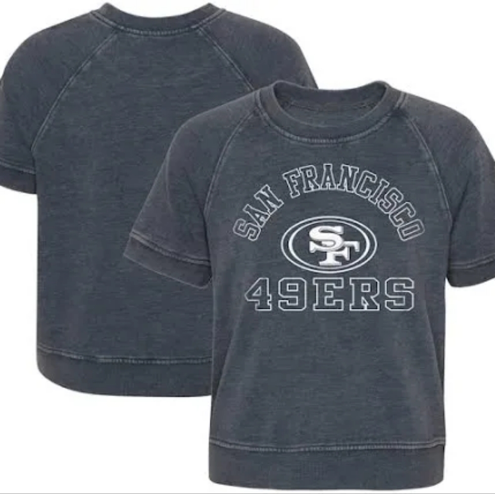 Girls Juniors Heather Charcoal San Francisco 49ers Cheer Squad Raglan T-Shirt